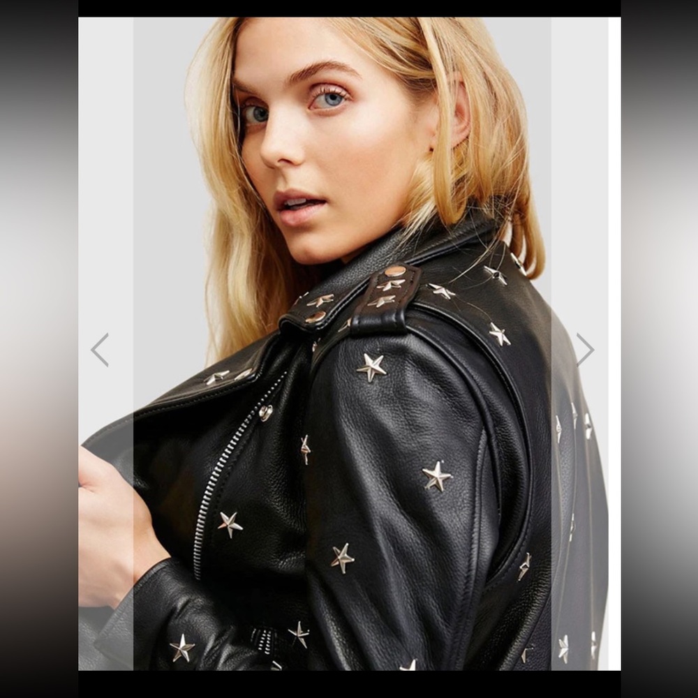 Celsius Premium Faux Leather Studded Moto Jacket - Picture 5 of 5